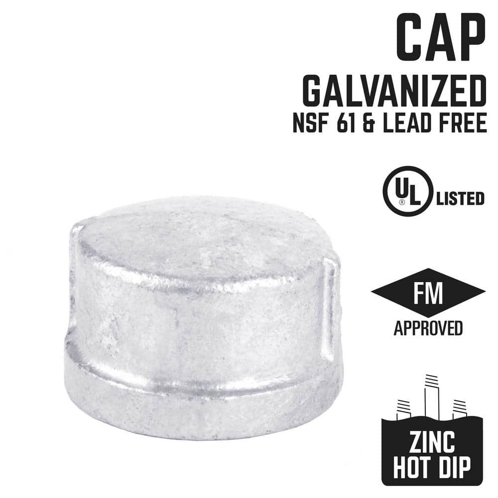 PIPE DECOR 1/2 in. Galvanized Iron Cap, Pack (2)