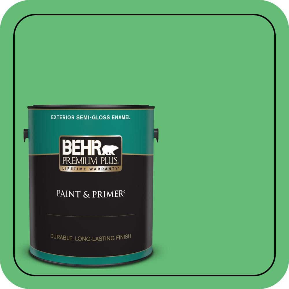 BEHR PREMIUM PLUS 1 gal. #450B-5 Lady Luck Semi-Gloss Enamel Exterior Paint & Primer