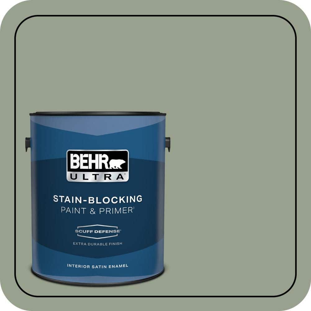 BEHR ULTRA 1 gal. #N390-4 Bitter Sage Extra Durable Satin Enamel Interior Paint & Primer