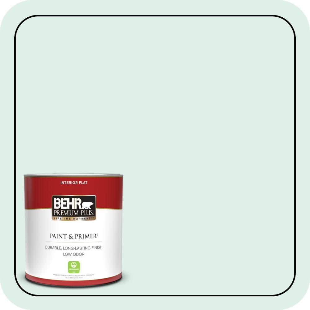 BEHR PREMIUM PLUS 1 qt. #490C-1 Ice Cube Flat Low Odor Interior Paint & Primer