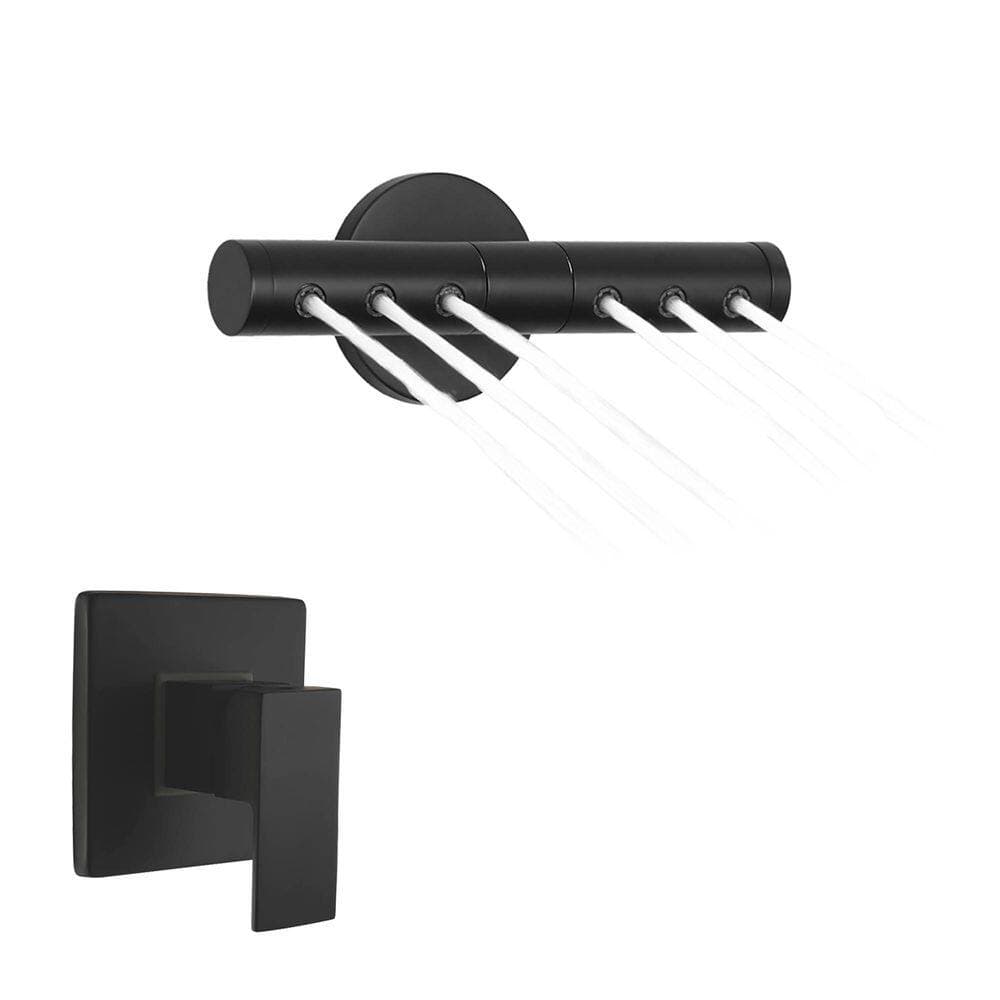 Helhom Wall-Mount Shower Jet with Rotate 360° Adjustable Nozzles, Matte Black Massage Shower Nozzle for Bathrooms, Outdoors (3)