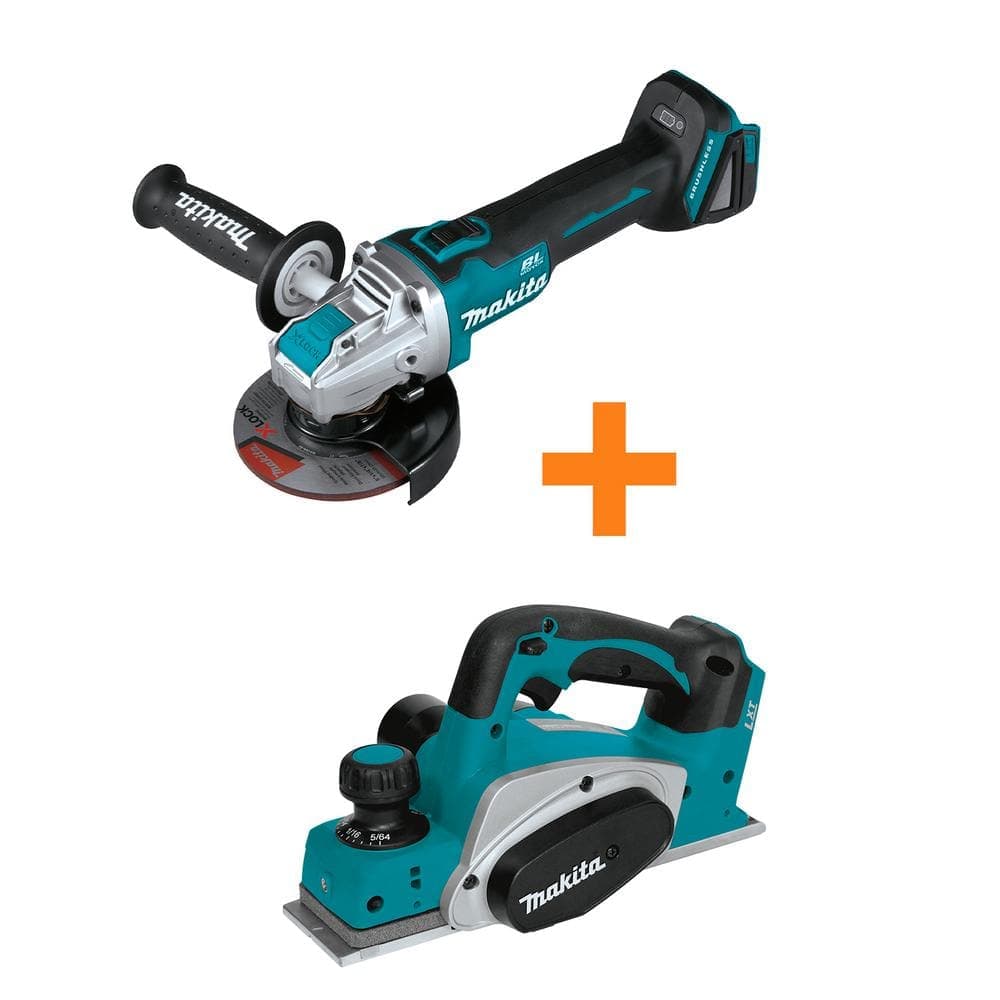 Makita 18V LXT Lithium-Ion Brushless Cordless 4-1/2 in./5 in. X-LOCK Angle Grinder with 18V LXT 3-1/4 in. Cordless Planer (1)