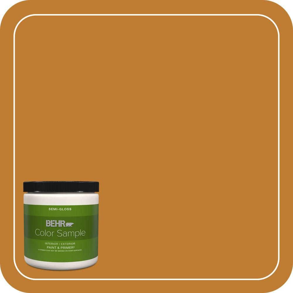 BEHR PREMIUM PLUS 8 oz. #S-H-310 Autumn Fest Semi-Gloss Interior/Exterior Paint & Primer Color Sample
