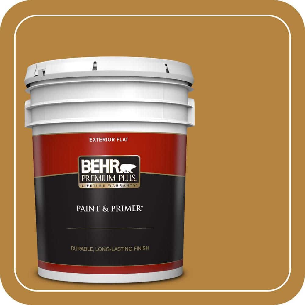 BEHR PREMIUM PLUS 5 gal. #S-H-330 Honeysuckle Blast Flat Exterior Paint & Primer