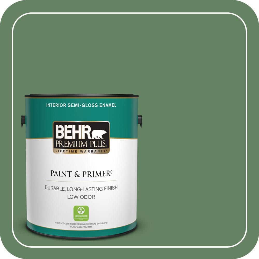 BEHR PREMIUM PLUS 1 gal. #S400-6 Tuscan Herbs Semi-Gloss Enamel Low Odor Interior Paint & Primer