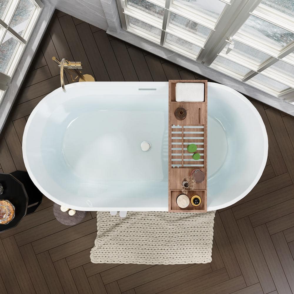 Abruzzo 31.1 in. Acrylic Freestanding Contemporary Soaking Bathtub with Overflow and Drain (3)