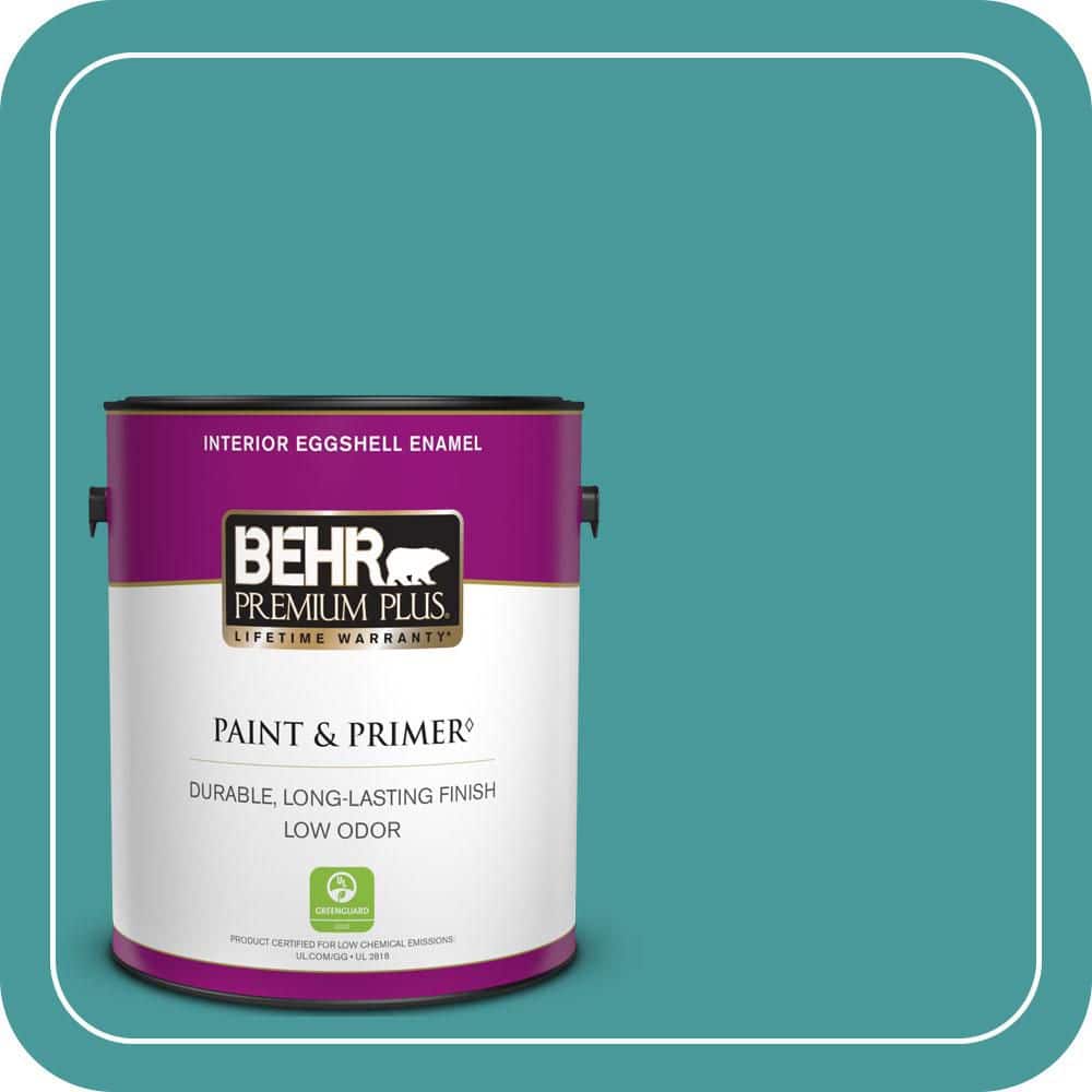 BEHR PREMIUM PLUS 1 gal. #510D-6 Aquatic Green Eggshell Enamel Low Odor Interior Paint & Primer (1)