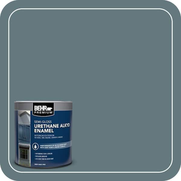 BEHR PREMIUM 1 qt. #BXC-81 Crater Lake Semi-Gloss Enamel Urethane Alkyd Interior/Exterior Paint (2)