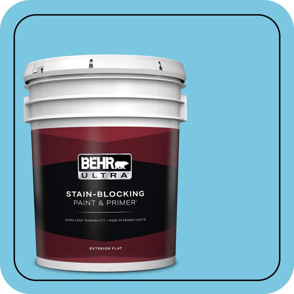 BEHR ULTRA 5 gal. #530B-4 Bliss Blue Flat Exterior Paint & Primer
