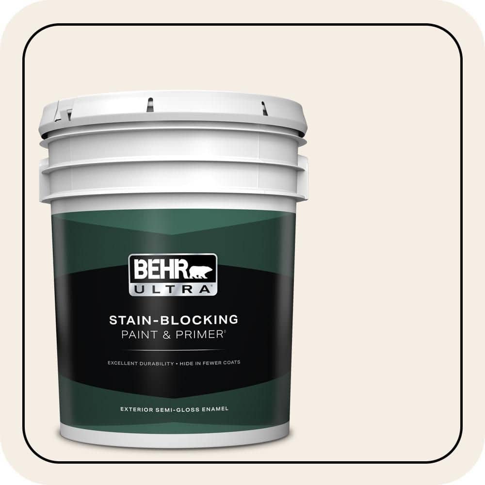 BEHR ULTRA 5 gal. #PPH-18 Marshmallow Semi-Gloss Enamel Exterior Paint & Primer
