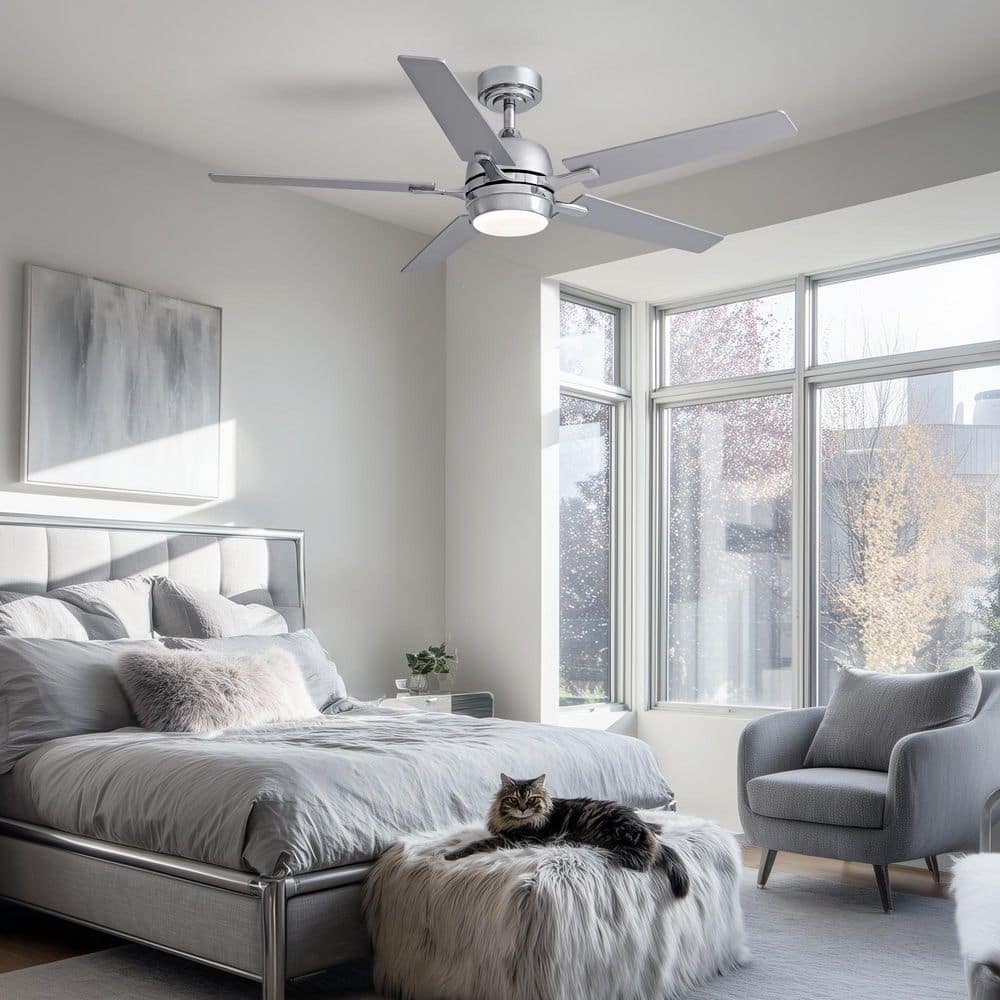 FANNEHONNE 52 in. Chrome Coconut Palm Ceiling Fan with LED Light and Remote, Dimmable and Reversible Quiet Motor (3)