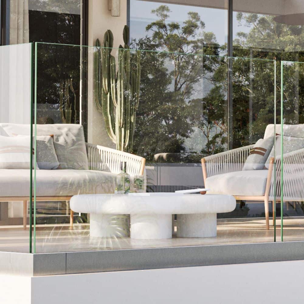 Glass Warehouse 36.5 in. H x 56 in. W Clear 1/2 in. (12 mm) Thickness Clear Deck Railing Tempered Glass Panel (3)