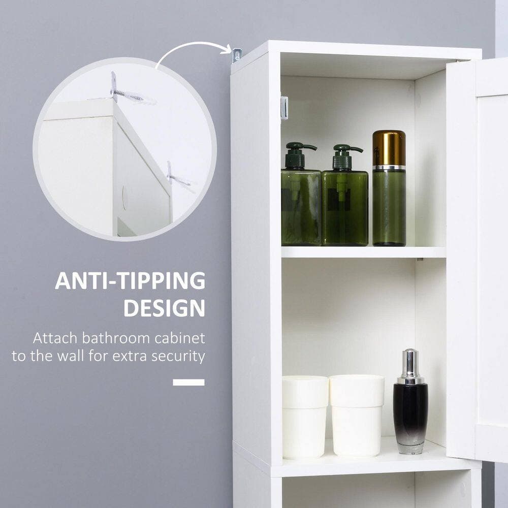 Tatahance 11.75 in. W x 11 in. D x 70.75 in. H White Wood Freestanding Slim Linen Cabinet with Adjustable Shelves, Mirror Door (3)