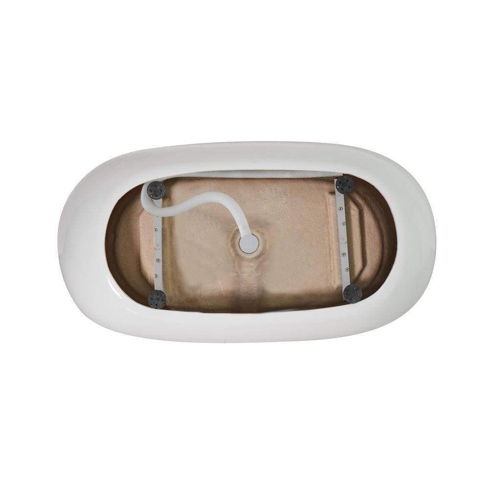 Unbranded Timeless Home 54 in. x 29 in. Soaking Bathtub with Center Drain in Glossy White with Brushed Nickel Trim (3)