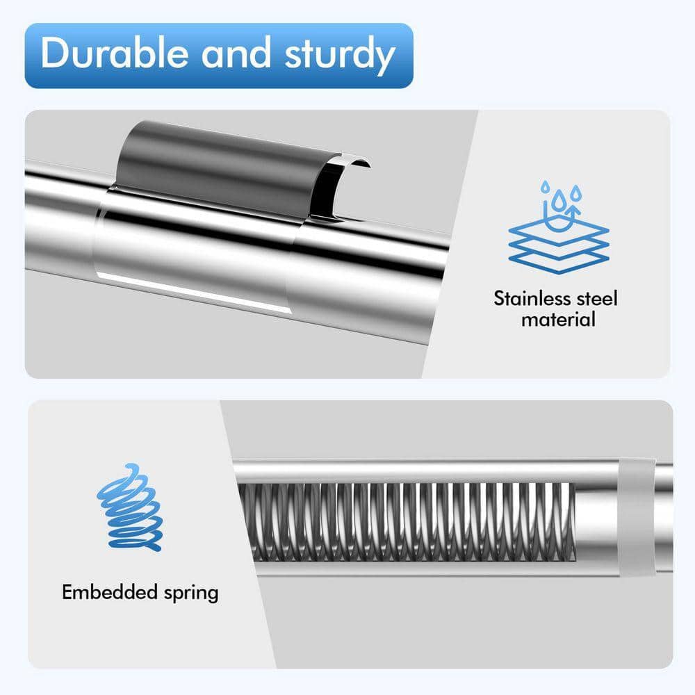 Unbranded Adjustable Spring Tension Shower Curtain Rod with Non-Slip Design and No Drilling in Chrome for Bathroom 30-80 Inch (2)
