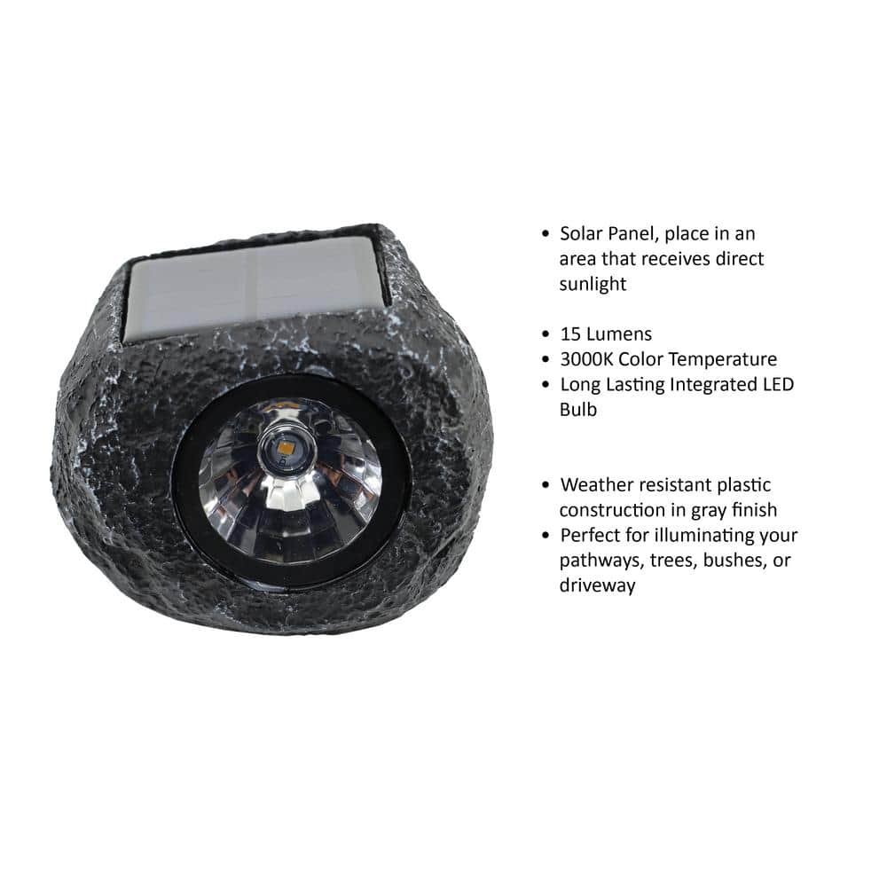 Hampton Bay 15 Lumen Gray LED Weather Resistant Outdoor Solar Mini Rock Spot Light (4)