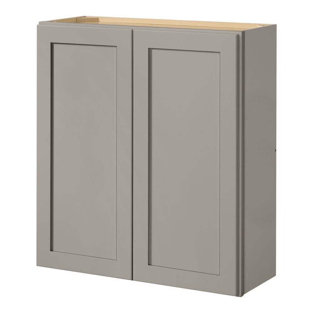 Hampton Bay Avondale 33 in. W x 12 in. D x 36 in. H Ready to Assemble Plywood Shaker Wall Kitchen Cabinet in Dove Gray
