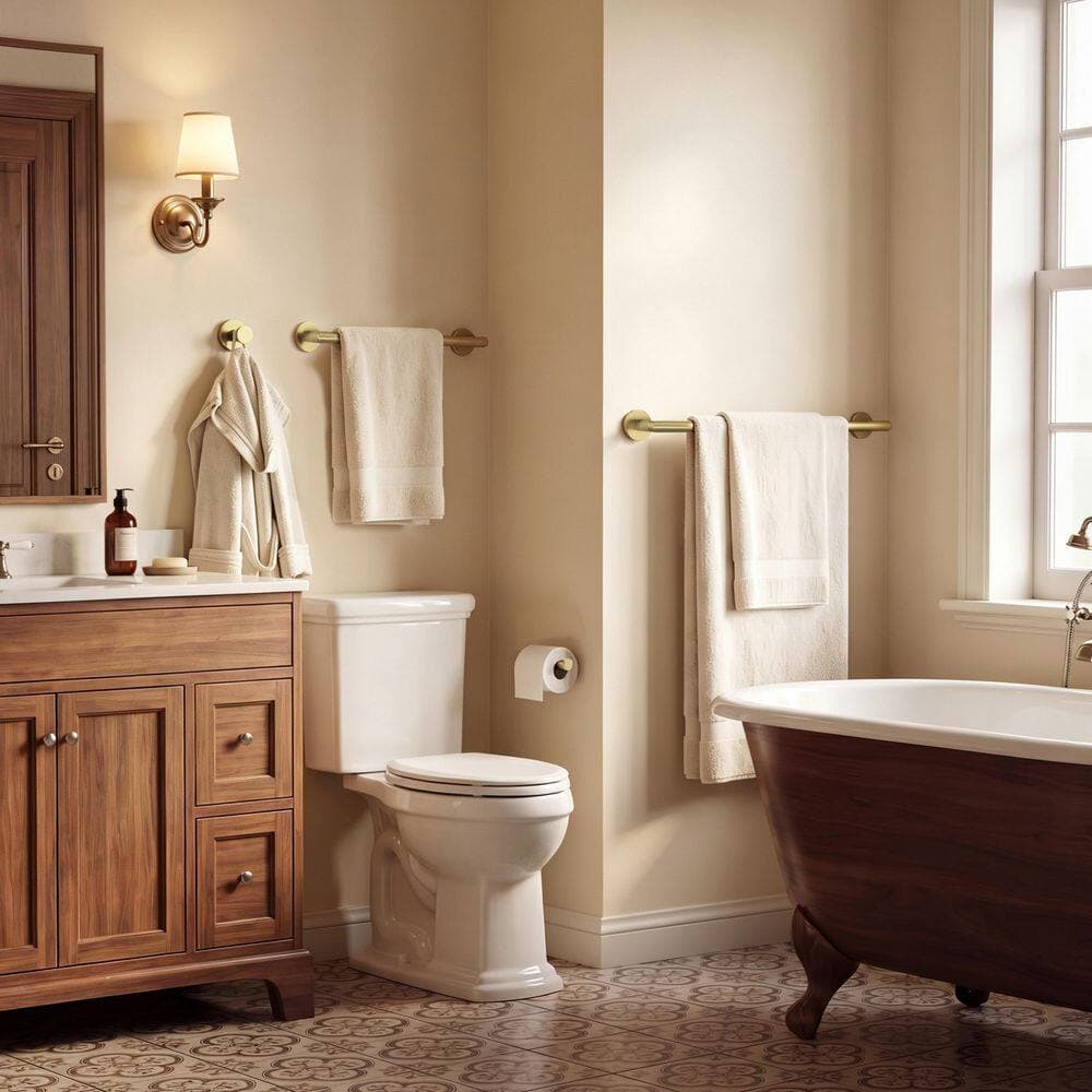 BWE 5-Piece Bath Hardware with Towel Bar Towel rack 2-Towel hook And Toilet Paper Holder Set (2)