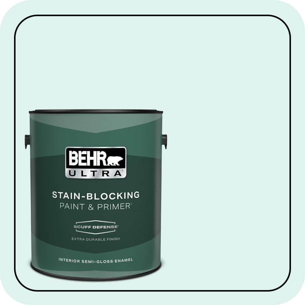 BEHR ULTRA 1 gal. #500A-1 Glacier Bay Extra Durable Semi-Gloss Enamel Interior Paint & Primer