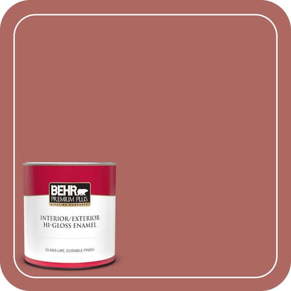 BEHR PREMIUM PLUS 1 qt. #PPU2-13 Colonial Brick Hi-Gloss Enamel Interior/Exterior Paint & Primer (2)