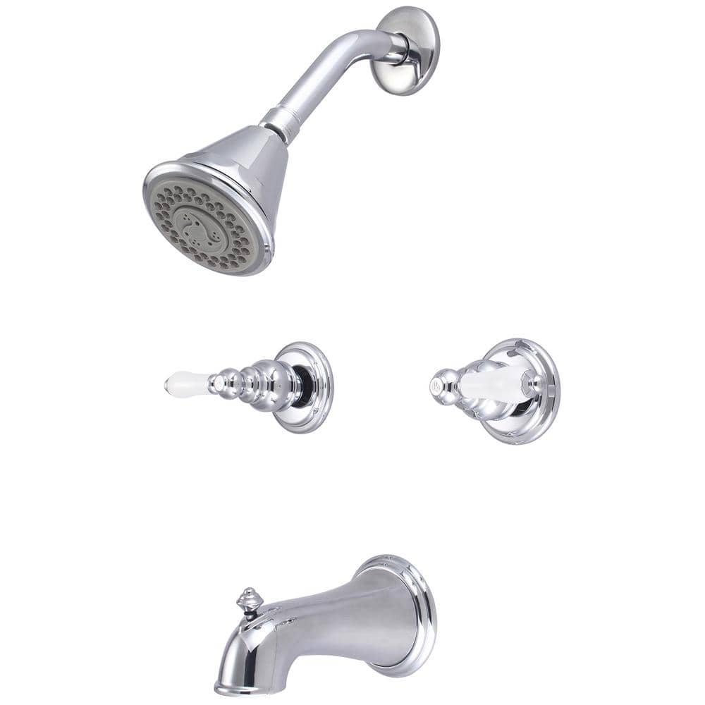 Central Brass 8997-B2 Double Handle 4-Spray Tub and Shower Faucet 1.75 GPM in. Chrome Valve Included (1)