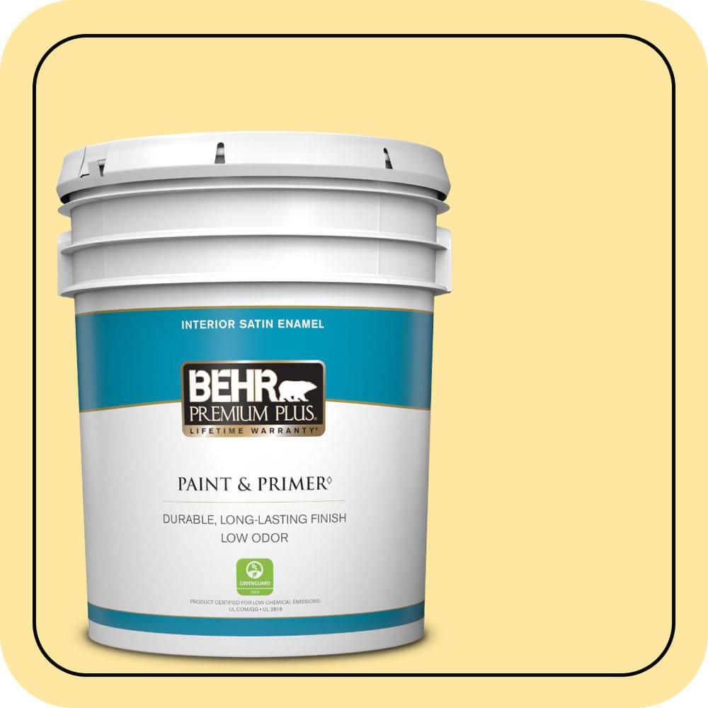 BEHR PREMIUM PLUS 5 gal. #PMD-10 Equator Glow Satin Enamel Low Odor Interior Paint & Primer