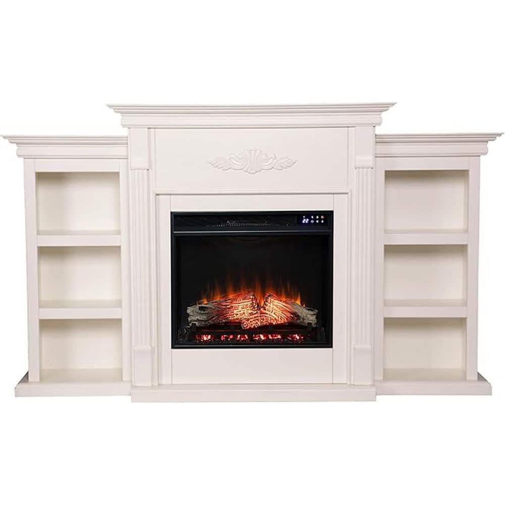 HOME IMPORTS EMPORIUM 70 in. Freestanding Wooden Smart Electric Fireplace TV Stand in Cherry great for enjoying a smoke-free fireplace feel, (2)