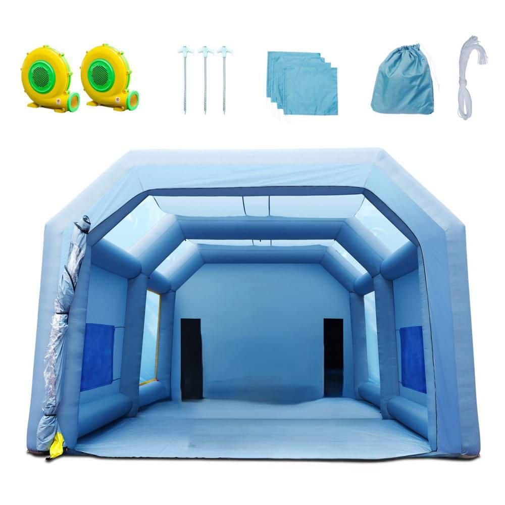 SKYSHALO Inflatable Paint Booth, 33 x 20 x 13 ft. Inflatable Spray Booth, High Powerful 950W+1100W Blowers, Air Filter System (1)