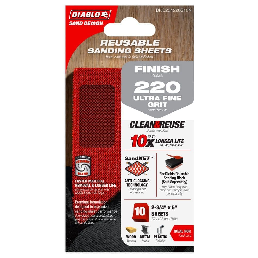 DIABLO 2-3/4 in. x 5 in. 220-Grit SandNET Reusable Sanding Sheets (3)