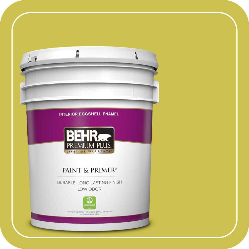 BEHR PREMIUM PLUS 5 Gal. #P340-5A Cilantro Lime Eggshell Enamel Low Odor Interior Paint and Primer