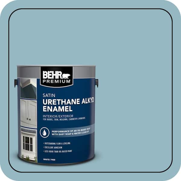 BEHR PREMIUM 1 gal. #PPU13-09 Tahoe Blue Urethane Alkyd Satin Enamel Interior/Exterior Paint (2)
