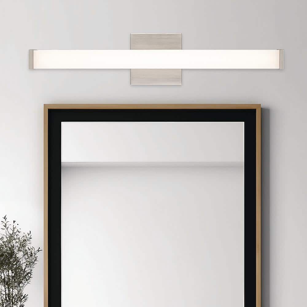 Bel Air Lighting Miles 24 in. Integrated LED Brushed Nickel Bathroom Vanity Light Fixture with Rectangular Acrylic Shade and 5CCT (2)