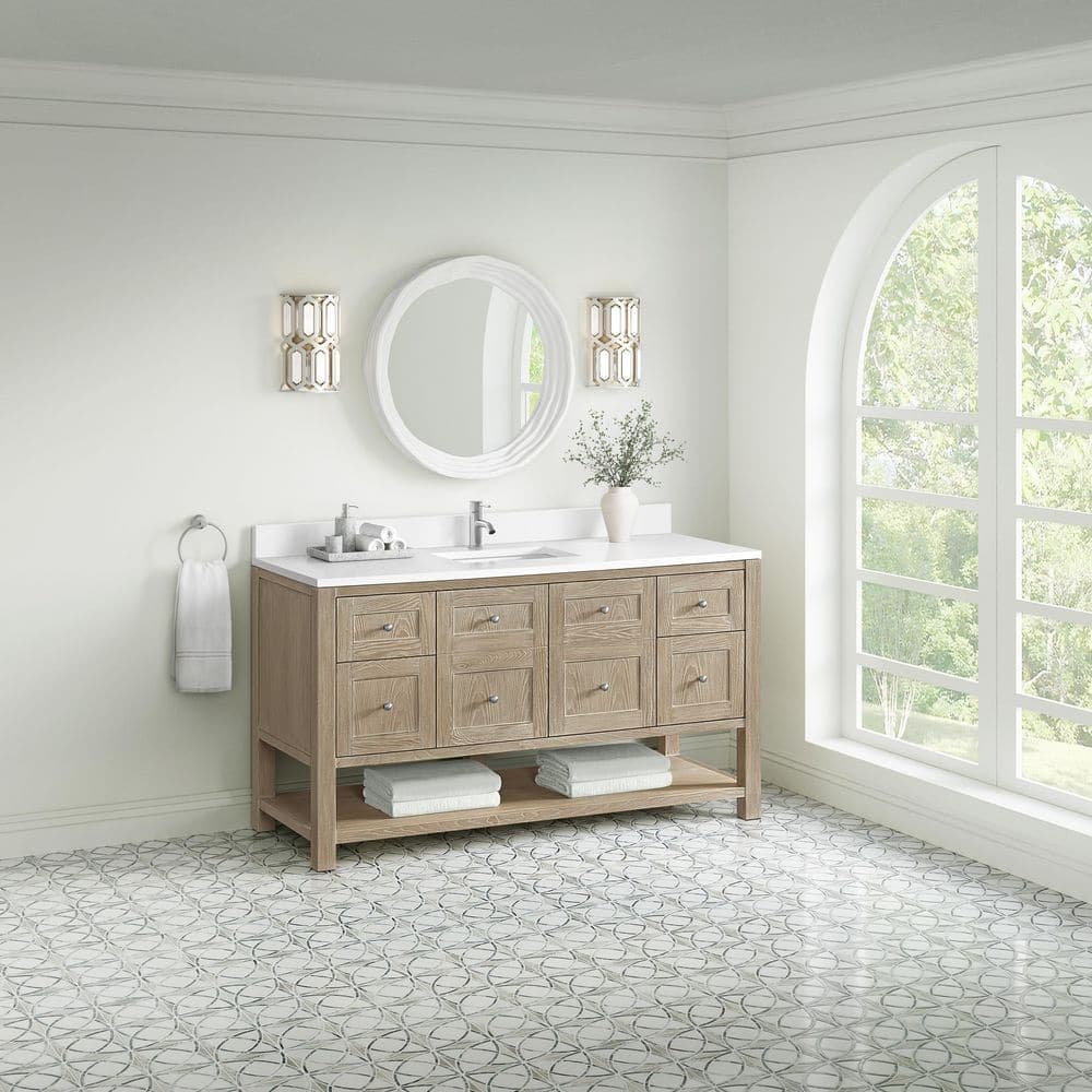 James Martin Vanities Breckenridge 59.9 in. W x 23.5 in. D x 33.0 in. H Single Bath Vanity Cabinet Without Top in Whitewashed Oak (1)