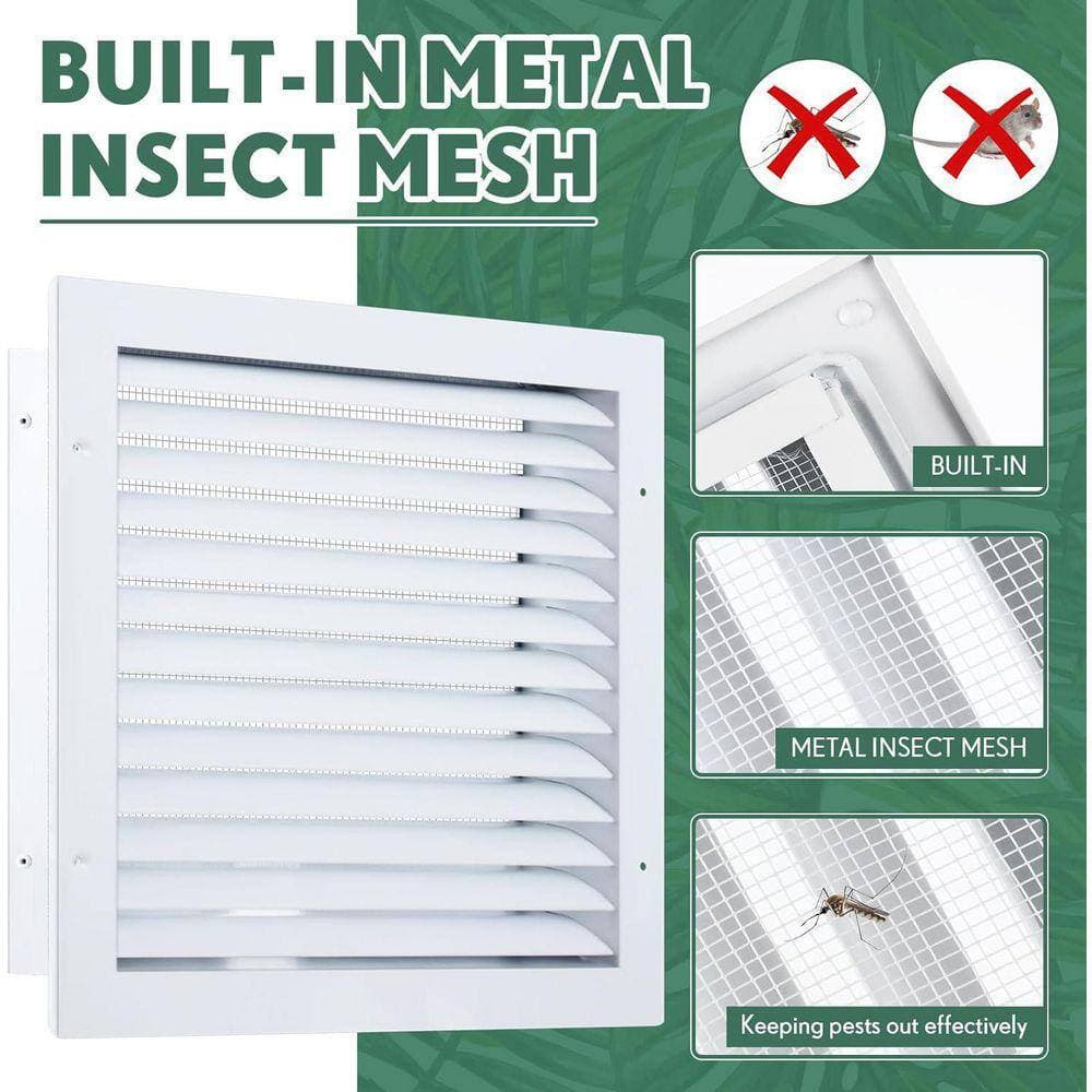 KIWDZFU 12 x 12 Square White Aluminum Paintable Gable Vent with Screen for Attics and Exterior Walls 4 Pack (3)