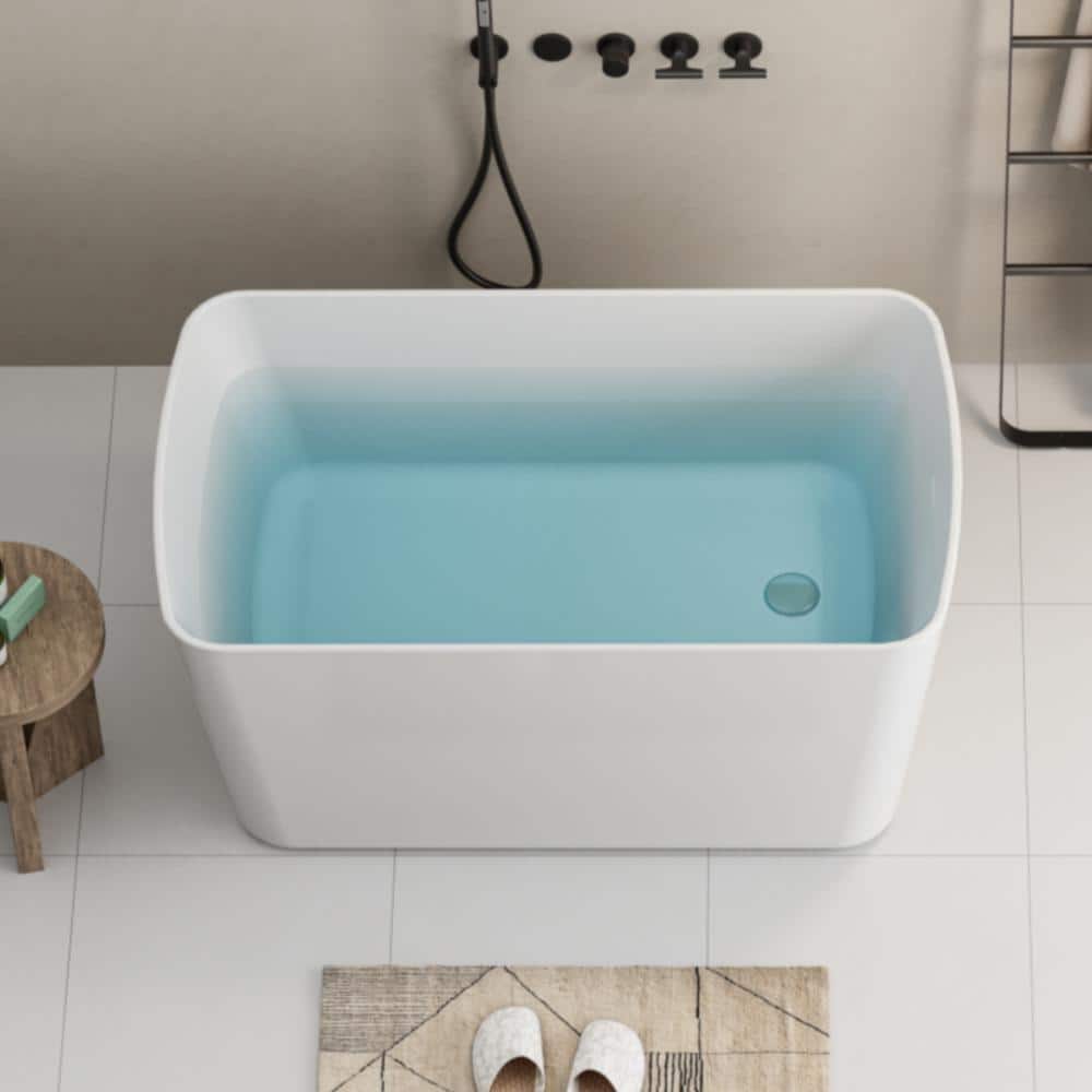 YSQCAR 49 in. x 28 in. Acrylic Freestanding Soaking Bathtub with Right Drain in White, cUPC Certified (2)