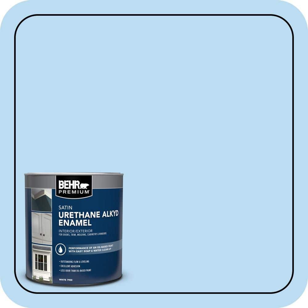 BEHR PREMIUM 1 qt. #P510-1 Greek Isles Satin Enamel Urethane Alkyd Interior/Exterior Paint