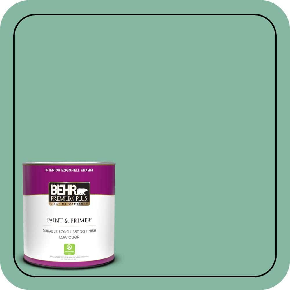 BEHR PREMIUM PLUS 1 qt. #480D-4 Indian Ocean Eggshell Enamel Low Odor Interior Paint & Primer