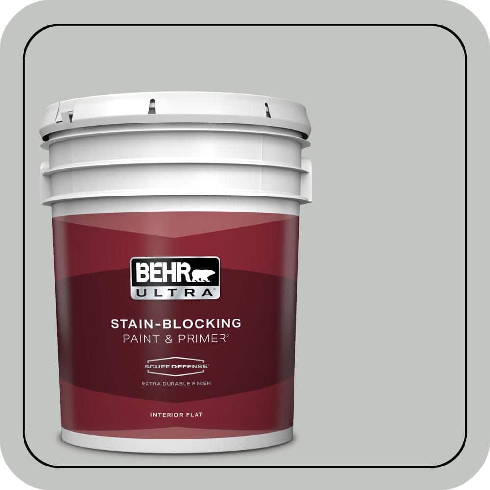 BEHR ULTRA 5 gal. #PPU25-14 Engagement Silver Extra Durable Flat Interior Paint & Primer