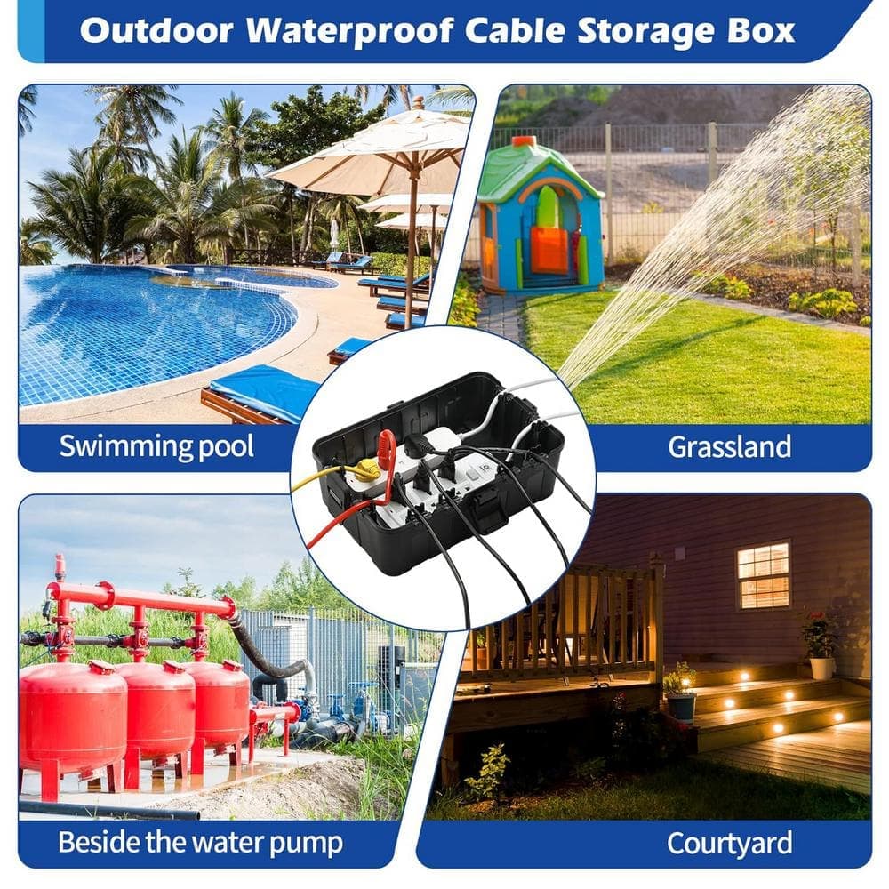 Lukyamzn 12.5 in. D x 8.5 in. W x 5 in. H Plastic Black Outdoor Electrical Box 1-Gang with IP54 Waterproof and Weatherproof (2)