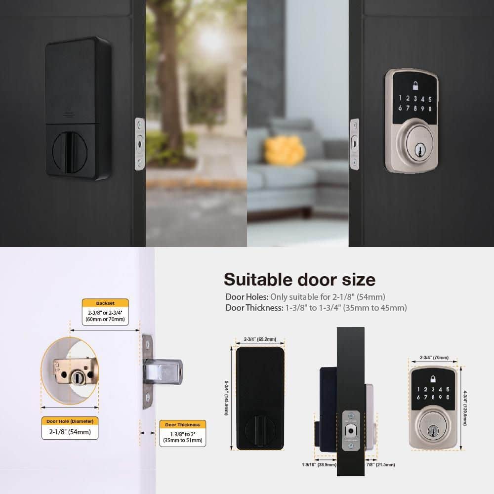 Defiant Square Compact Satin Nickel Electronic Single Cylinder Deadbolt Wi-Fi Enabled Powered by Hubspace (3)