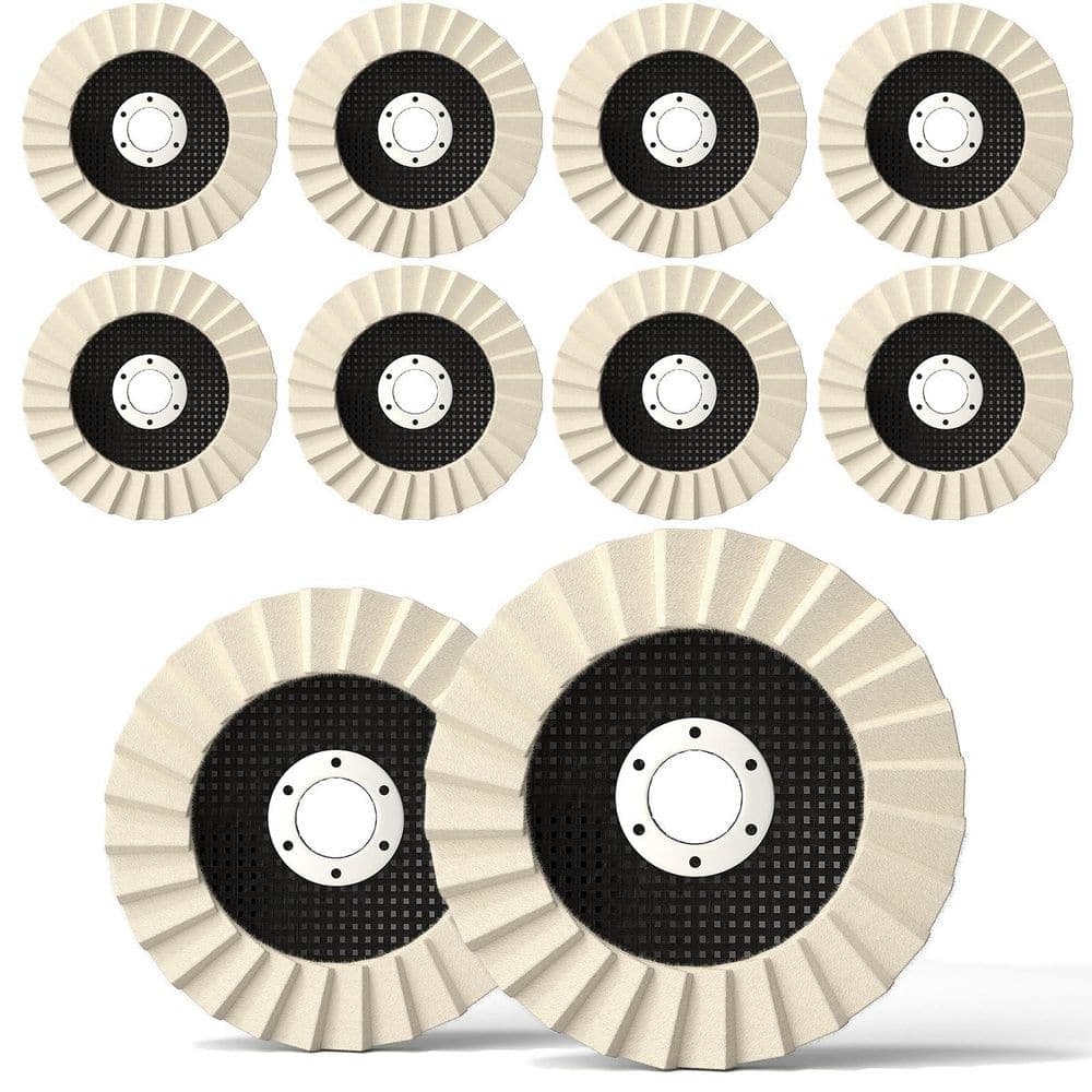LAIFUCAM 4.5 in. Wool Felt Polishing Wheel with Fiberglass Backing for Angle Grinder Rust Removal Metal Restoration (10-Pack) (1)