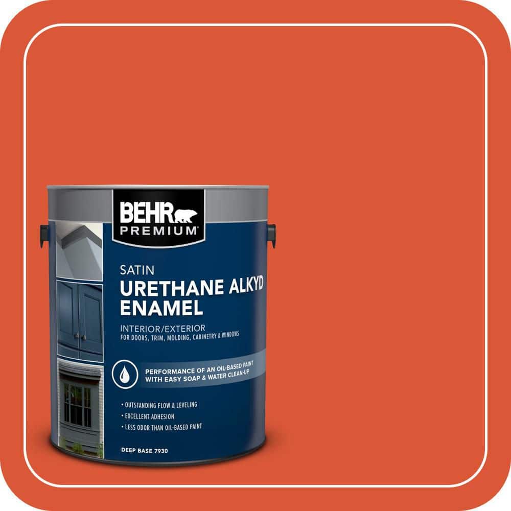 BEHR PREMIUM 1 gal. #P190-7 Inferno Urethane Alkyd Satin Enamel Interior/Exterior Paint (1)