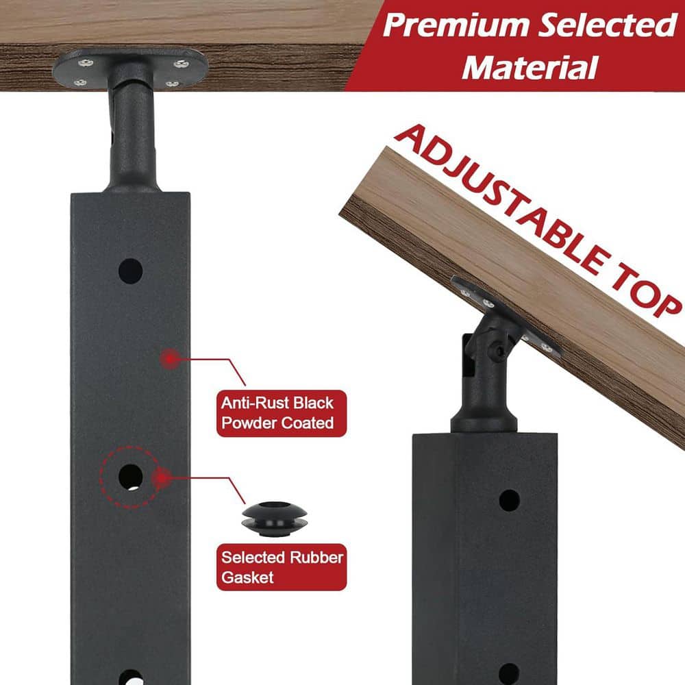 Afoxsos 36 x 2 x 2 Black Stair Railing Kit with Cable Grommets, Adjustable Top Line Post for Cable Handrail Metal (3)