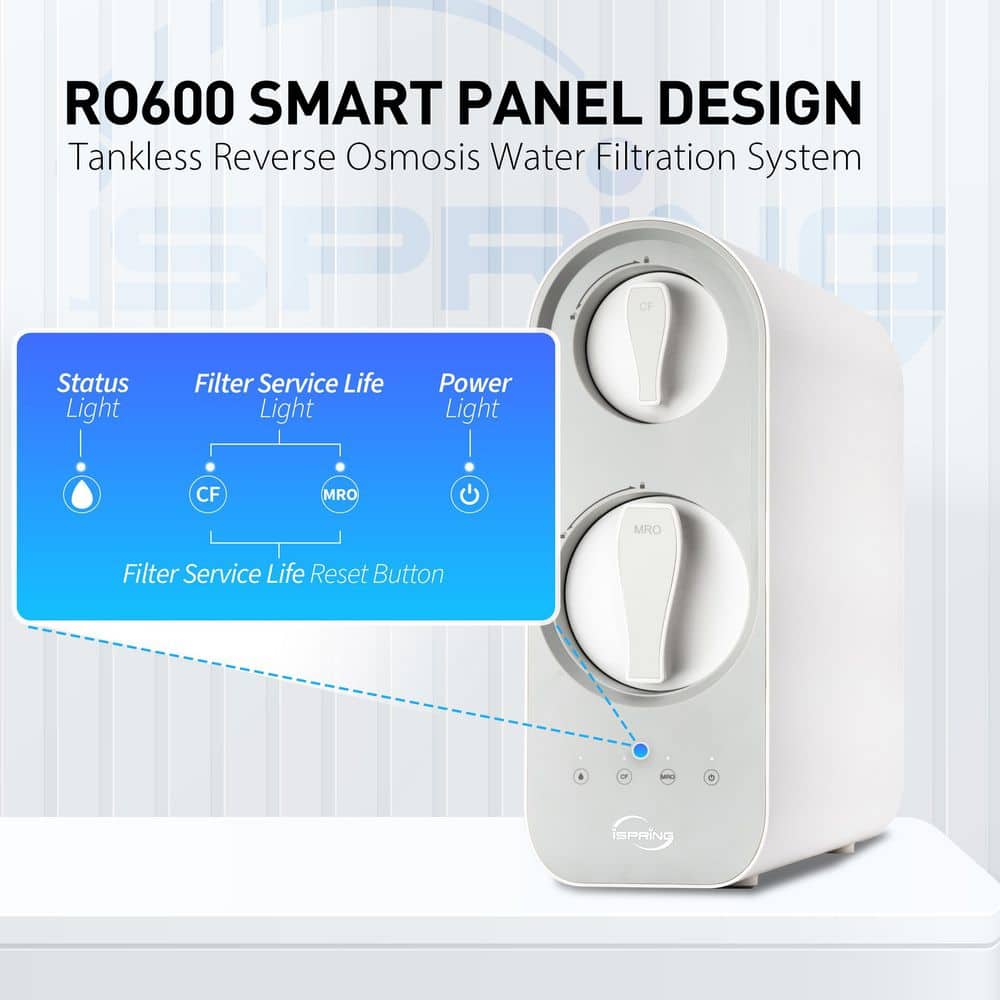 ISPRING Tankless Reverse Osmosis Water Filtration System, 600 GPD Fast Flow, Oil Rubbed Black Faucet, 2.5: Pure to Drain Ratio (4)