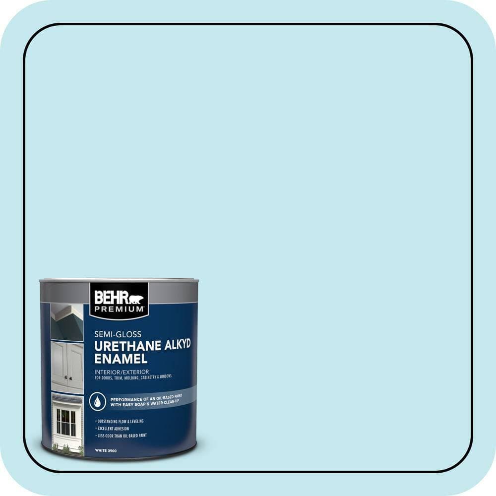 BEHR PREMIUM 1 qt. #P480-1 Niagara Mist Semi-Gloss Enamel Urethane Alkyd Interior/Exterior Paint (1)