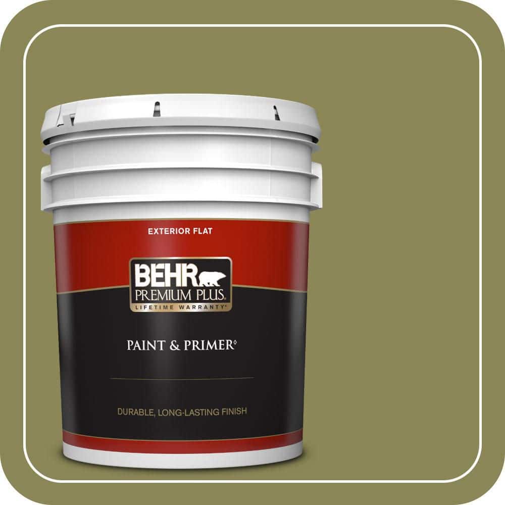 BEHR PREMIUM PLUS 5 gal. #S340-6 Fertile Green Flat Exterior Paint & Primer