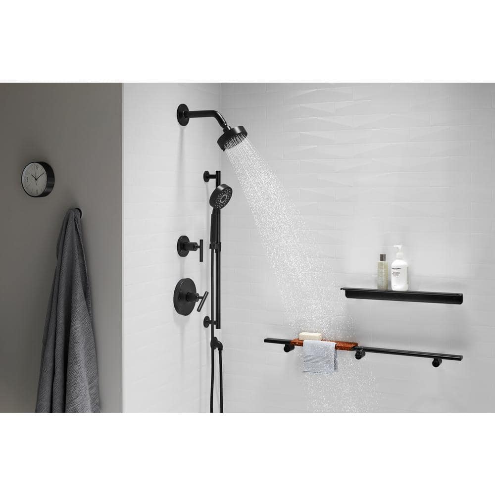 KOHLER Purist 3-Spray Patterns 1.75 GPM 5 in. Wall Mount Fixed Shower Head Handshower Kit in Vibrant Polished Nickel (3)