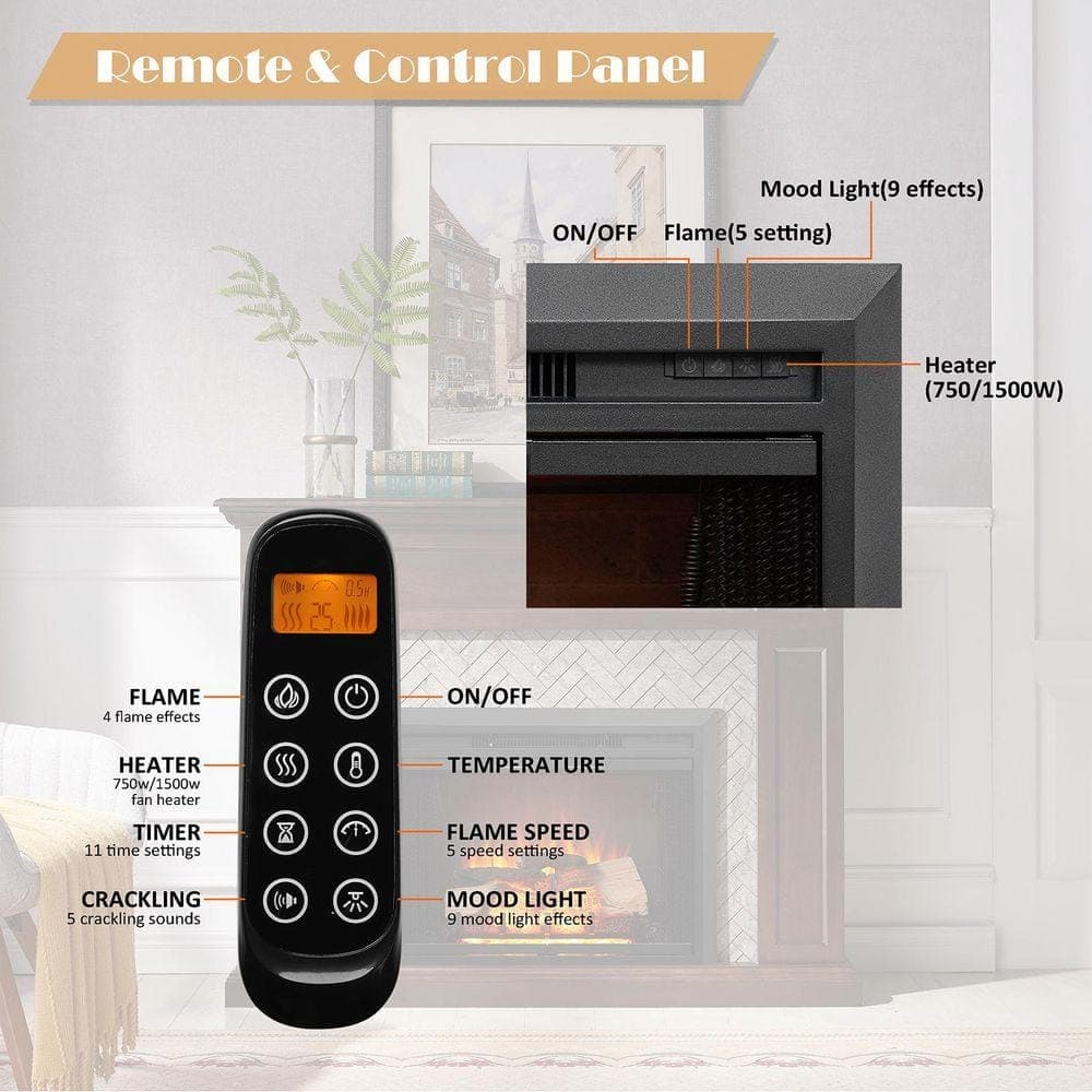 Legend Flame Damon 30 in. Electric Fireplace Insert, Glass Door and Mesh Screen, Heater 750/1500W, Crackling Sound, Remote Control (3)