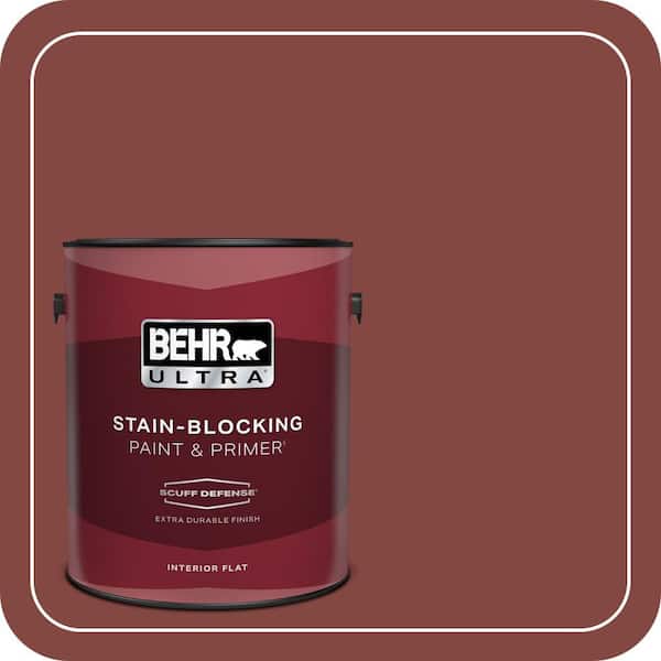 BEHR ULTRA 1 gal. #S-H-170 Red Brick Extra Durable Flat Interior Paint & Primer (2)