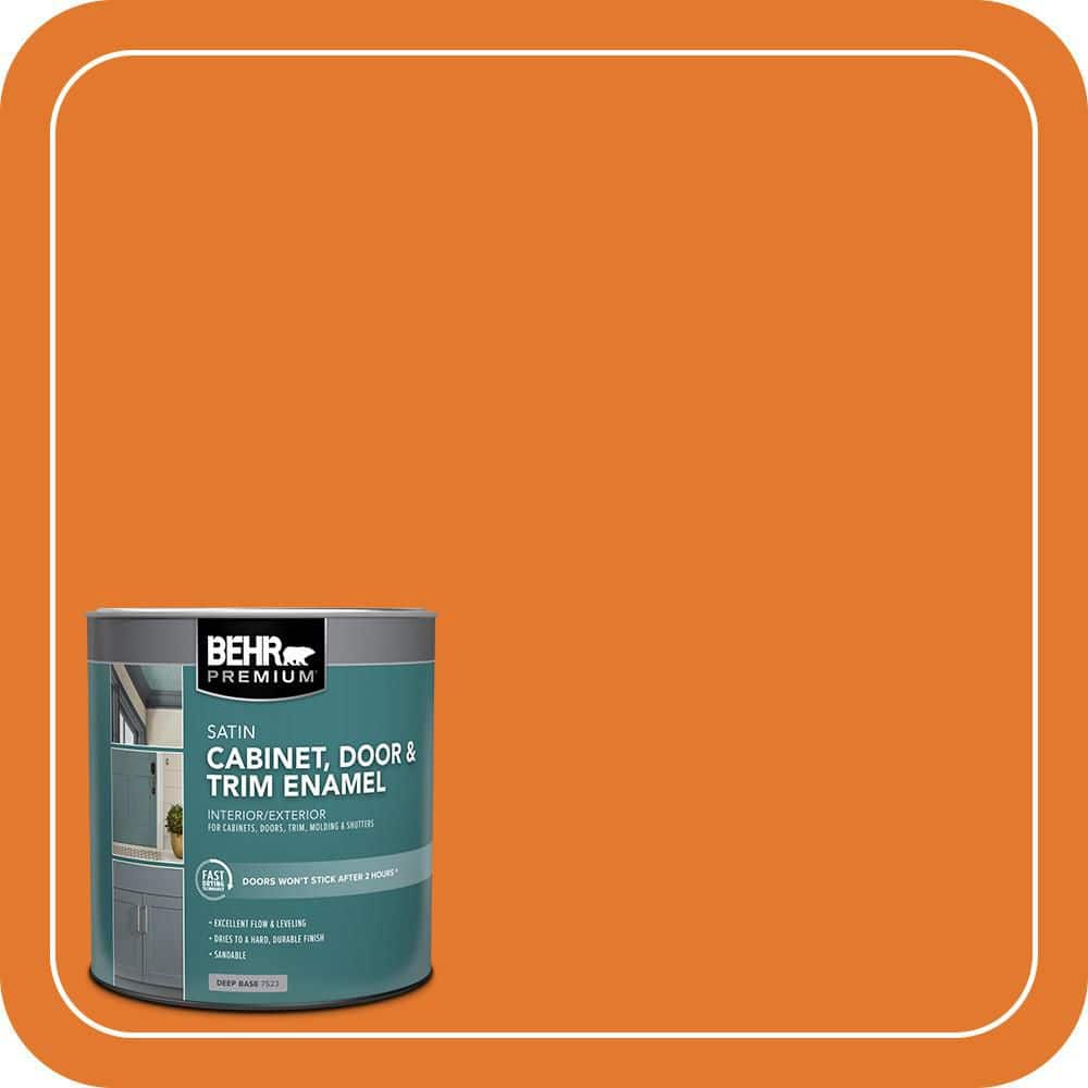 BEHR PREMIUM 1 qt. #OSHA-3 OSHA SAFETY ORANGE Satin Enamel Interior/Exterior Cabinet, Door & Trim Paint